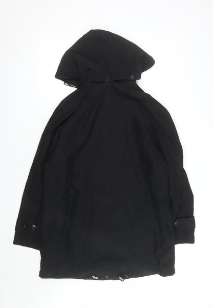 London Fog Women's Black Petite L Hooded Rain Coat Waterproof Long Jacket