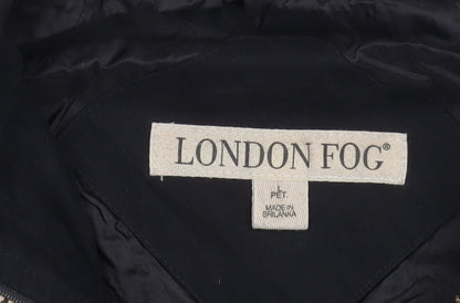 London Fog Women's Black Petite L Hooded Rain Coat Waterproof Long Jacket