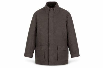Front view of Thomas Nash Men's Brown 2XL Cotton Overcoat Jacket