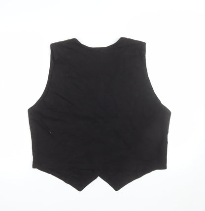 TEE N TEE Womens Black Beaded Cotton Camisole Vest Top L