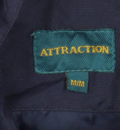 Attraction Men's Blue Windbreaker Jacket M Nylon Lightweight Zip