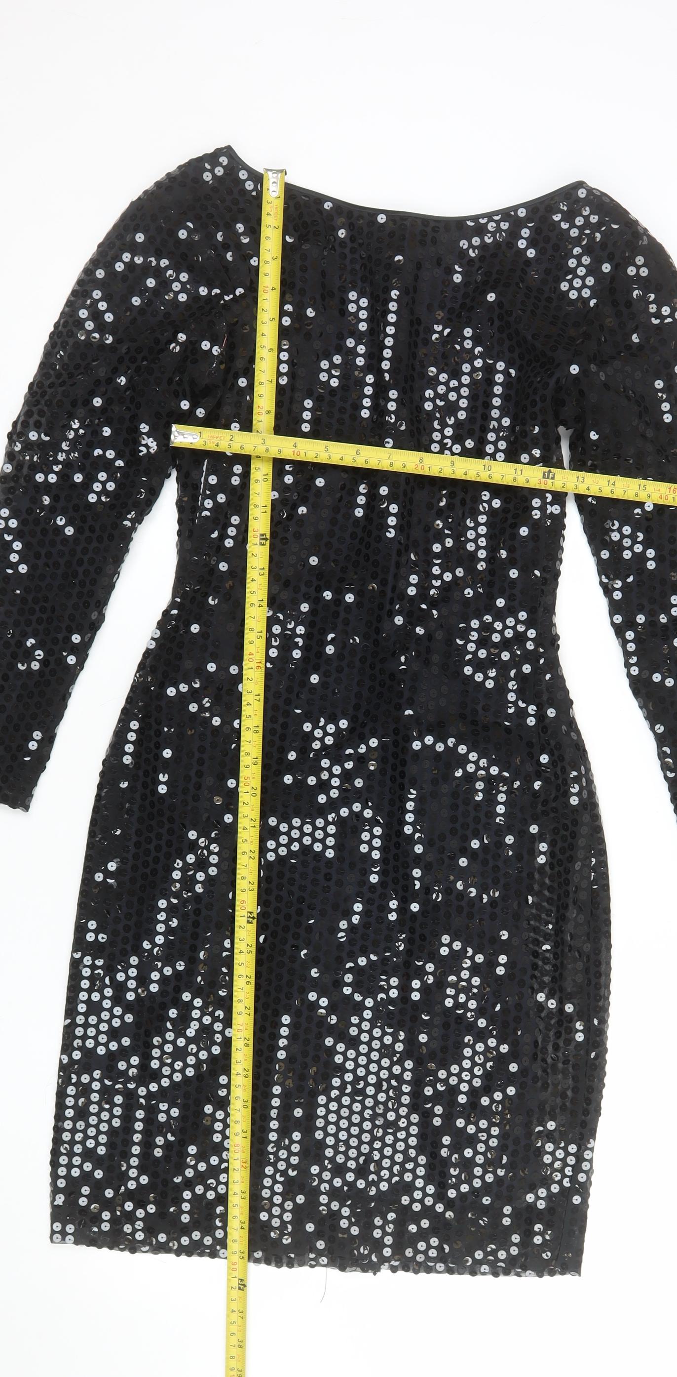 Icinoo Women's Black Sequin Bodycon Party Dress Size 8