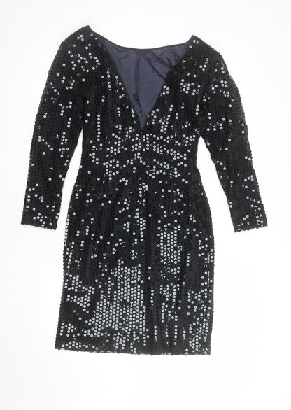 Icinoo Women's Black Sequin Bodycon Party Dress Size 8