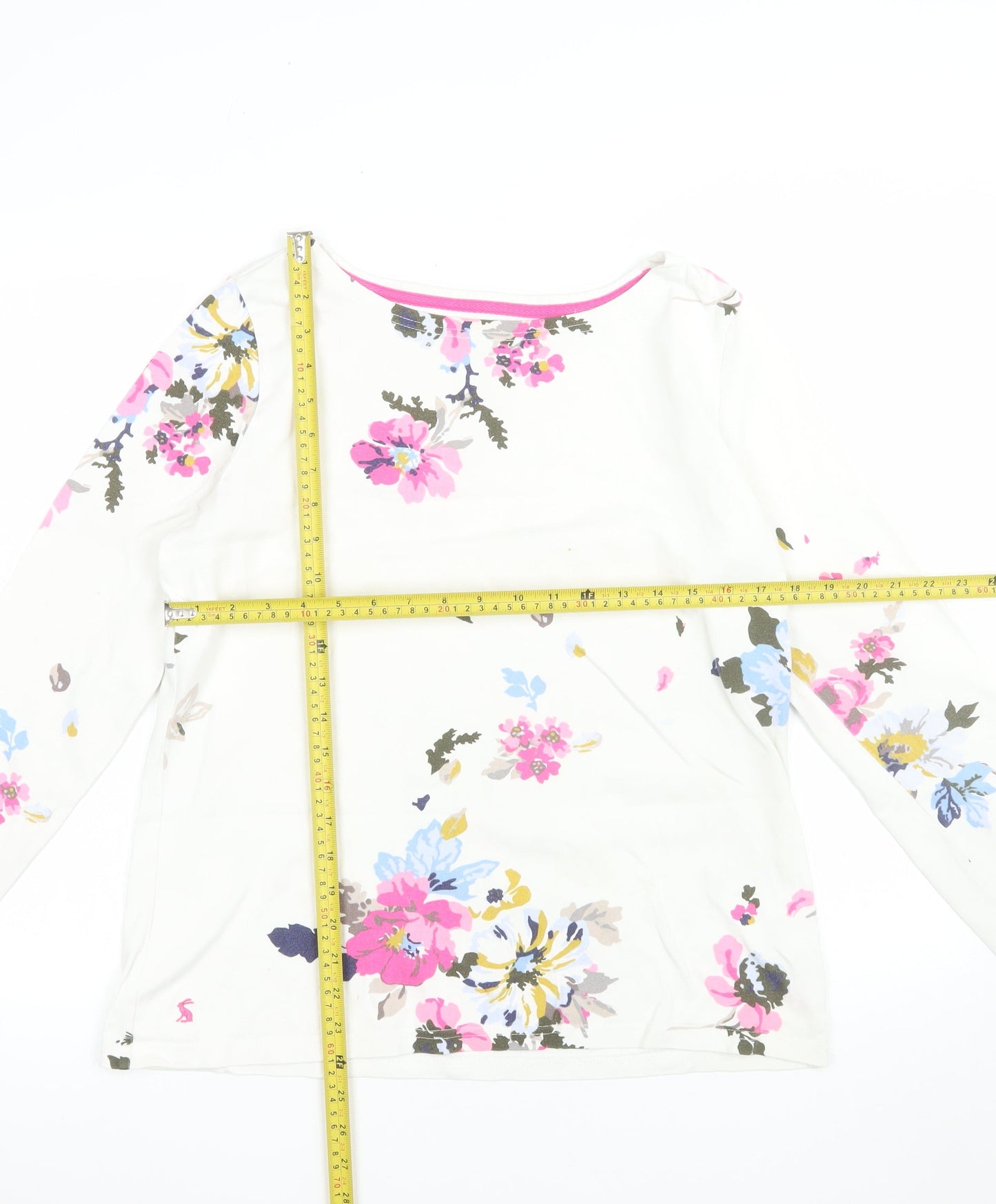 Joules Women’s White Floral Long Sleeve Cotton T-Shirt UK 12