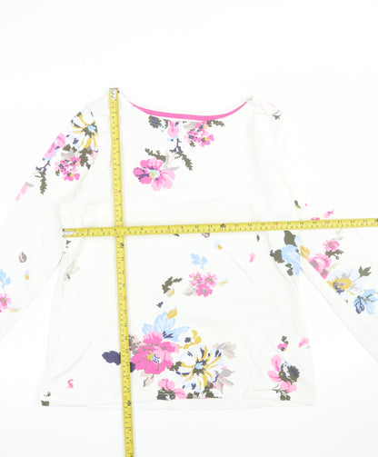 Joules Women’s White Floral Long Sleeve Cotton T-Shirt UK 12