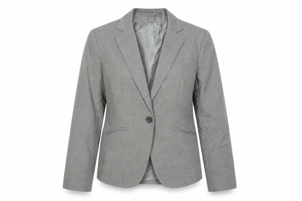 Suzy Shier Women's Grey Houndstooth Tailored Blazer Size 14