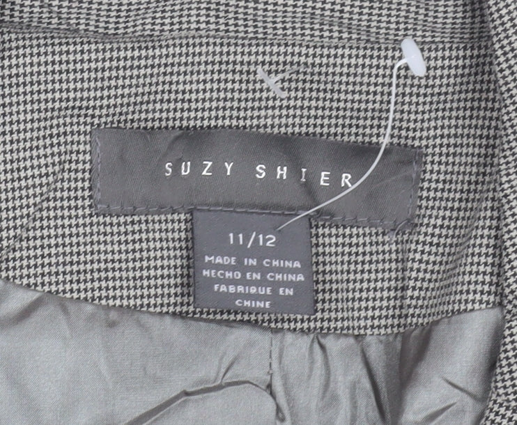 Suzy Shier Women's Grey Houndstooth Tailored Blazer Size 14