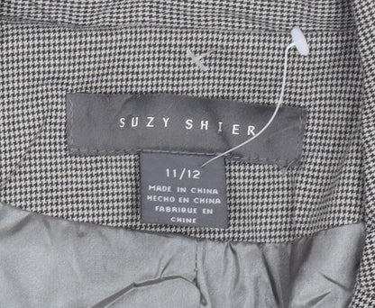 Suzy Shier Women's Grey Houndstooth Tailored Blazer Size 14