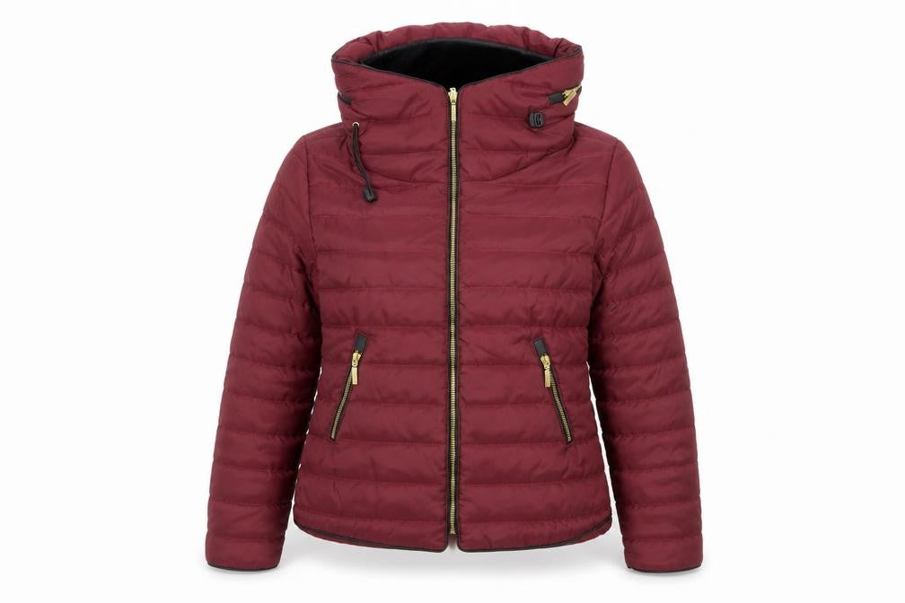 PrettyLittleThing Women's Red Puffer Jacket L Hooded Zip Winter Coat