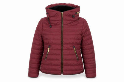 PrettyLittleThing Women's Red Puffer Jacket L Hooded Zip Winter Coat