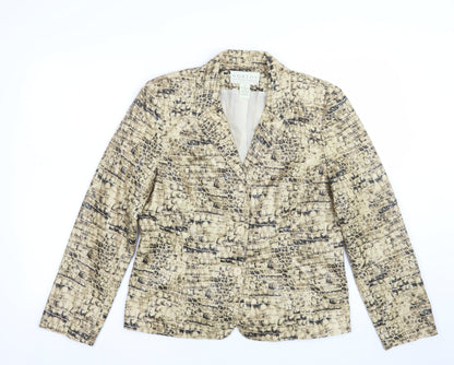 Norton McNaughton Women's Beige Animal Print Polyester Blazer Size 8