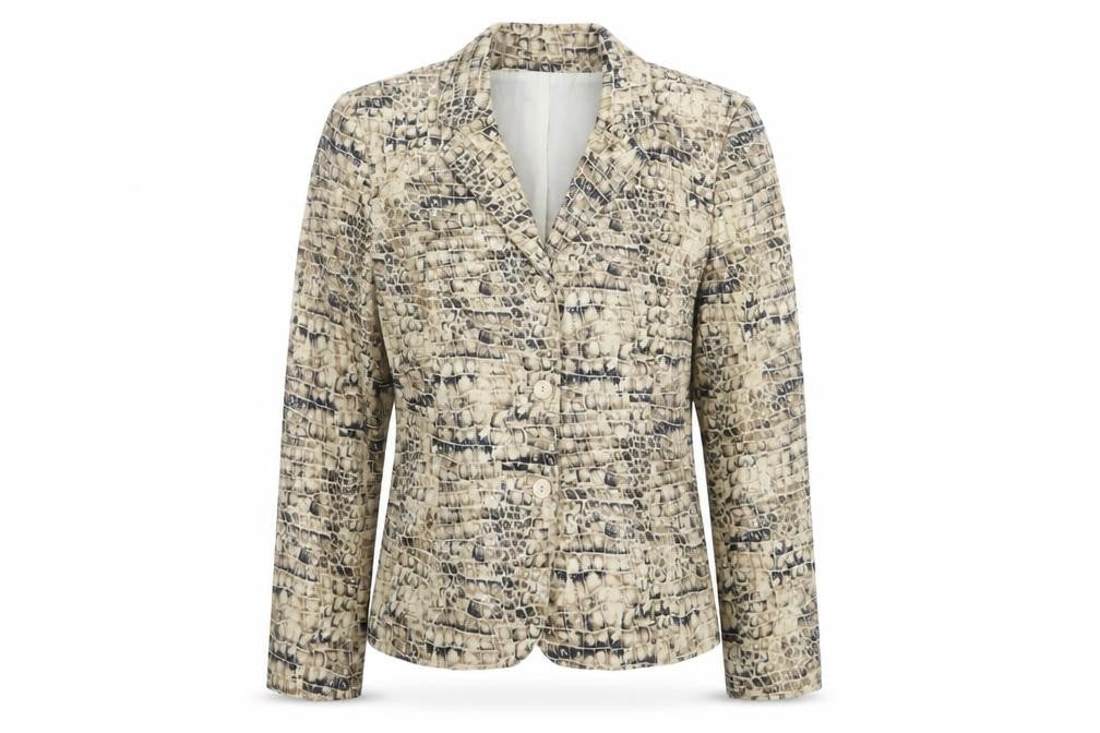 Norton McNaughton Women's Beige Animal Print Polyester Blazer Size 8