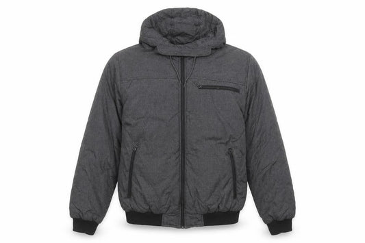 Twisted Soul Men's Grey Hooded Bomber Jacket Size L Polyester Winter