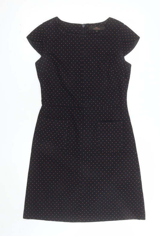 Next Women's Black Polka Dot Shift Dress Size 10 Short Sleeve