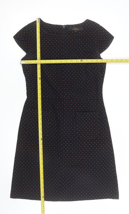 Next Women's Black Polka Dot Shift Dress Size 10 Short Sleeve