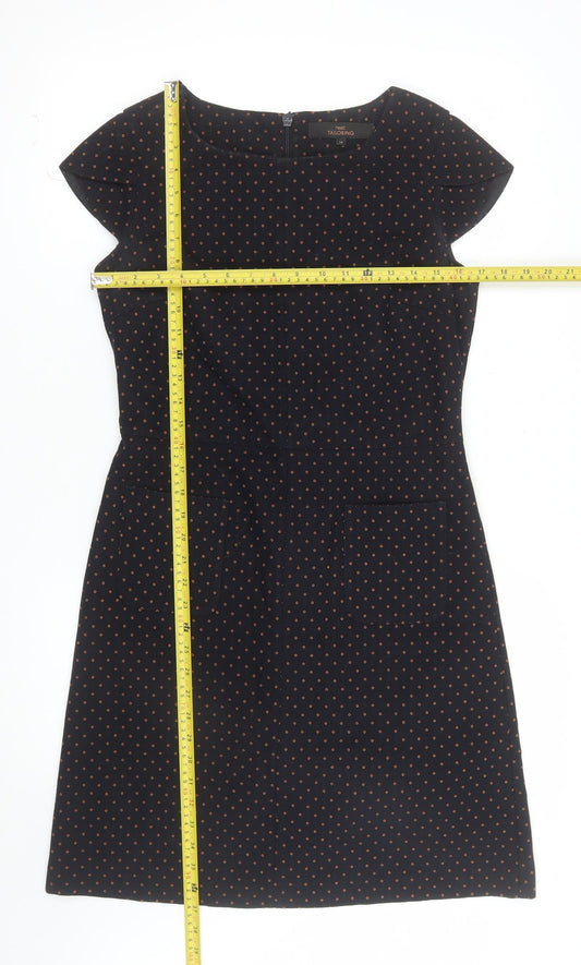 Next Women's Black Polka Dot Shift Dress Size 10 Short Sleeve