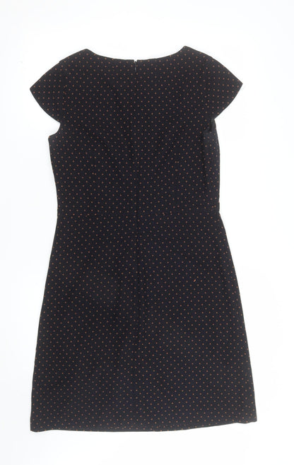 Next Women's Black Polka Dot Shift Dress Size 10 Short Sleeve
