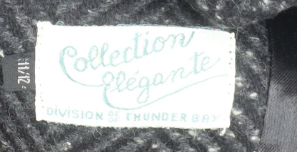 Collection Elégante Women's Black Wool Blend Herringbone Mid-Length Coat Size 12