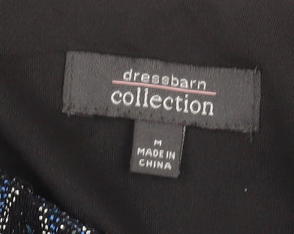 Dressbarn Women's Black Metallic Zigzag Open Front Jacket Size M