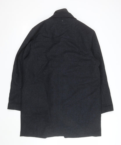 Chaps Men's Black Wool Blend Mid-Length Overcoat Size 38R