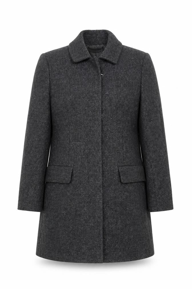 Casual Corner Women's Grey Wool Long Overcoat Size 10