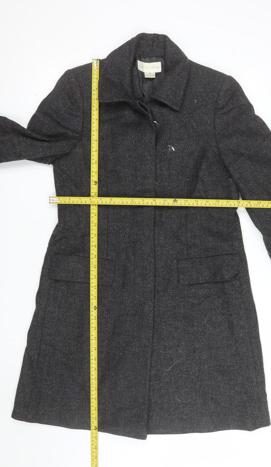 Casual Corner Women's Grey Wool Long Overcoat Size 10
