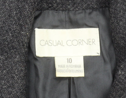 Casual Corner Women's Grey Wool Long Overcoat Size 10