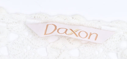 Daxon Women Ivory Lace Cardigan Size 28 V-Neck Short Sleeve