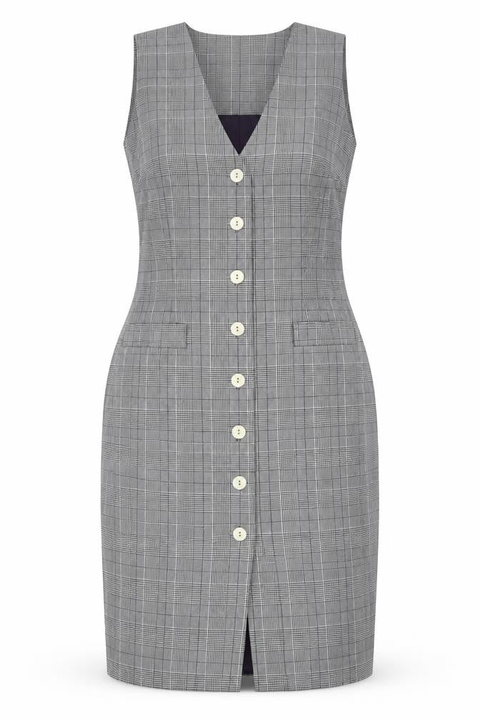 Talbots Petites Grey Check Sheath Business Dress Size 6