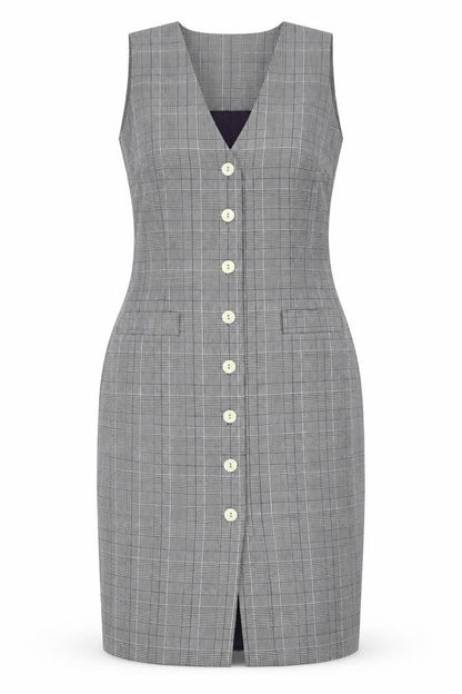 Talbots Petites Grey Check Sheath Business Dress Size 6