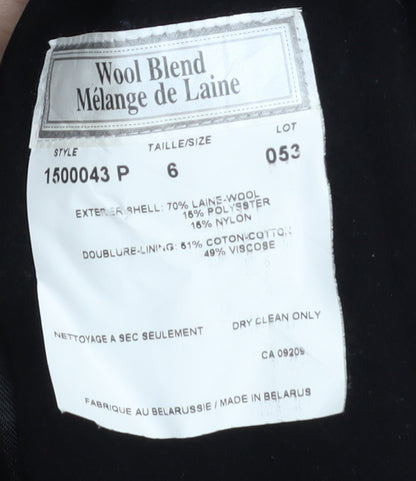 Cleo Petites Women’s Black Wool Blend Mid-Length Coat Size 6