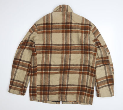 Phoenix of Roselle Men’s Beige Check Wool Overcoat Size S