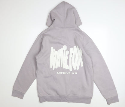 White Fox Women’s Grey Pullover Hoodie XL Cotton Logo Print