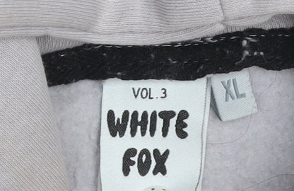 White Fox Women’s Grey Pullover Hoodie XL Cotton Logo Print