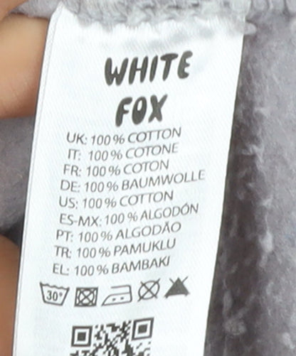 White Fox Women’s Grey Pullover Hoodie XL Cotton Logo Print