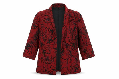 Alex Evenings Petite Red Floral Blazer Jacket Women’s M Chic Formal