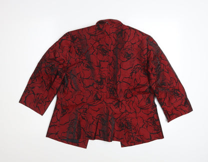 Alex Evenings Petite Red Floral Blazer Jacket Women’s M Chic Formal