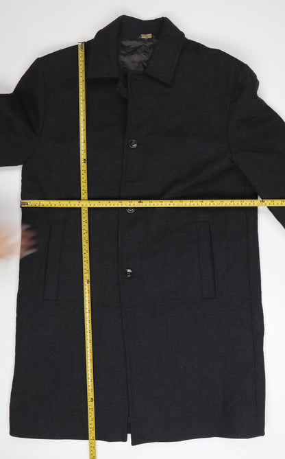 Banana Republic Men's Black Wool Overcoat L Long Smart Coat