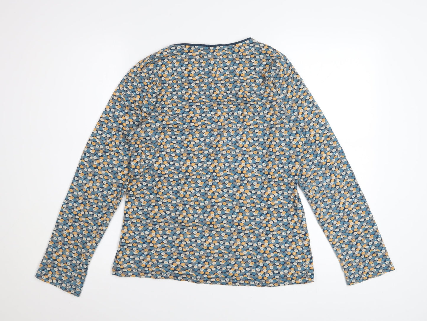 Seasalt Womens Blue Floral Jersey Top UK 12 Long Sleeve Cotton Blend