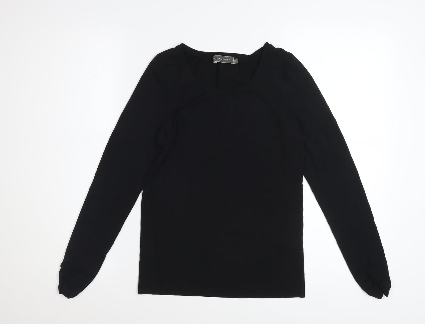 Mint Velvet Womens Black Long Sleeve Modal Top Size 12