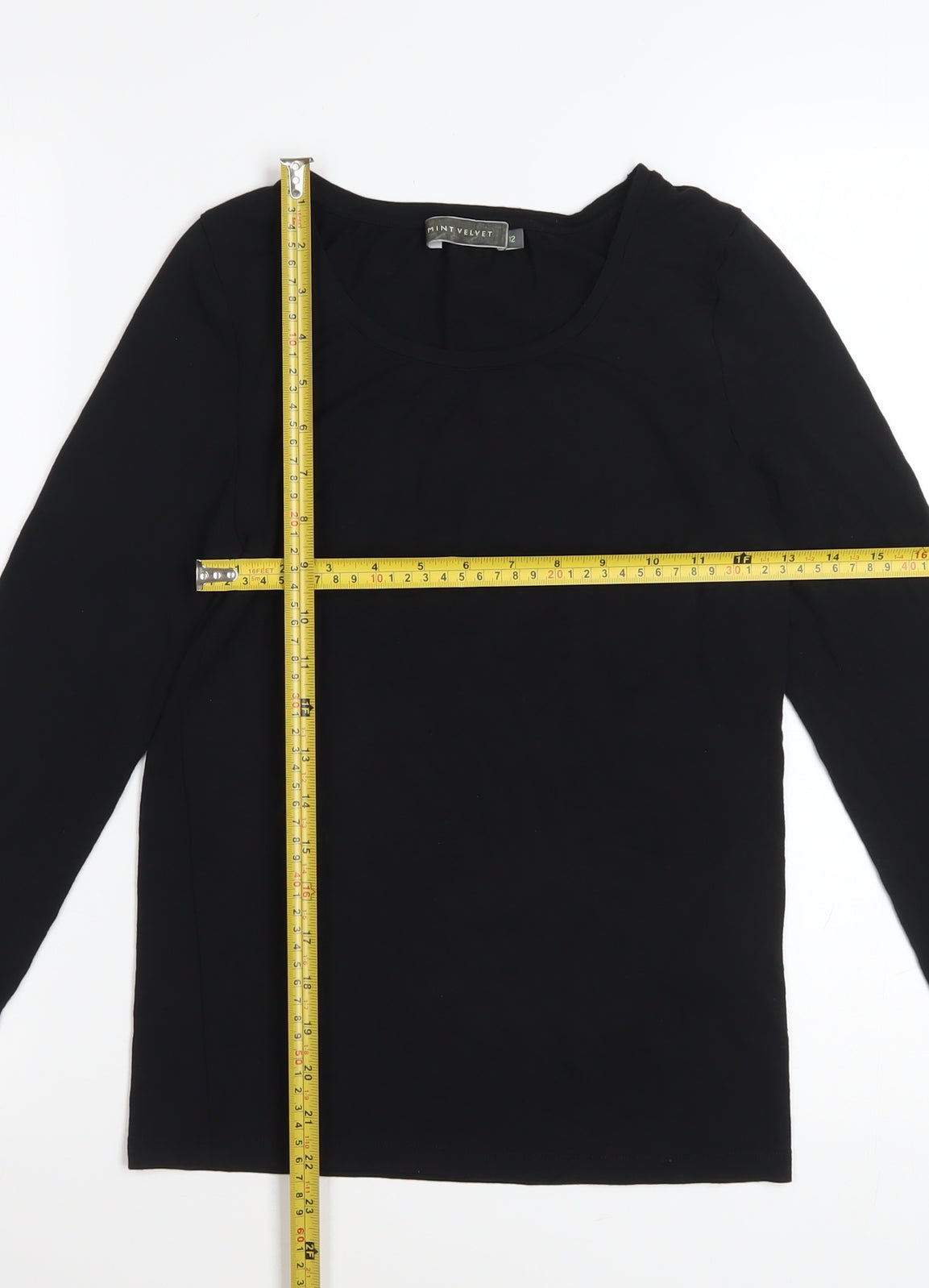 Mint Velvet Womens Black Long Sleeve Modal Top Size 12