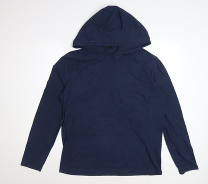 Hugo Boss Men's Blue Pullover Hoodie L Long Sleeve Cotton Elastane