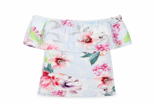 Lipsy London Women's Floral Off Shoulder Top UK 16 Viscose Blend