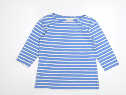 Seasalt Women’s Blue Striped 3/4 Sleeve Sailor Top UK 12 Cotton
