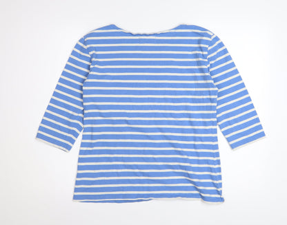 Seasalt Women’s Blue Striped 3/4 Sleeve Sailor Top UK 12 Cotton