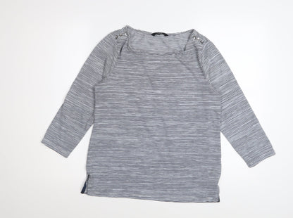 Jasper Conran Women's Blue Striped 3/4 Sleeve Cotton Top Size 12
