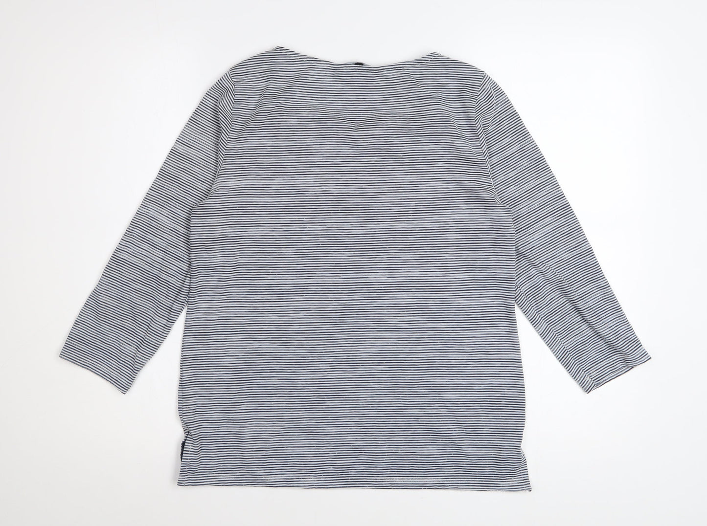 Jasper Conran Women's Blue Striped 3/4 Sleeve Cotton Top Size 12