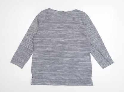 Jasper Conran Women's Blue Striped 3/4 Sleeve Cotton Top Size 12