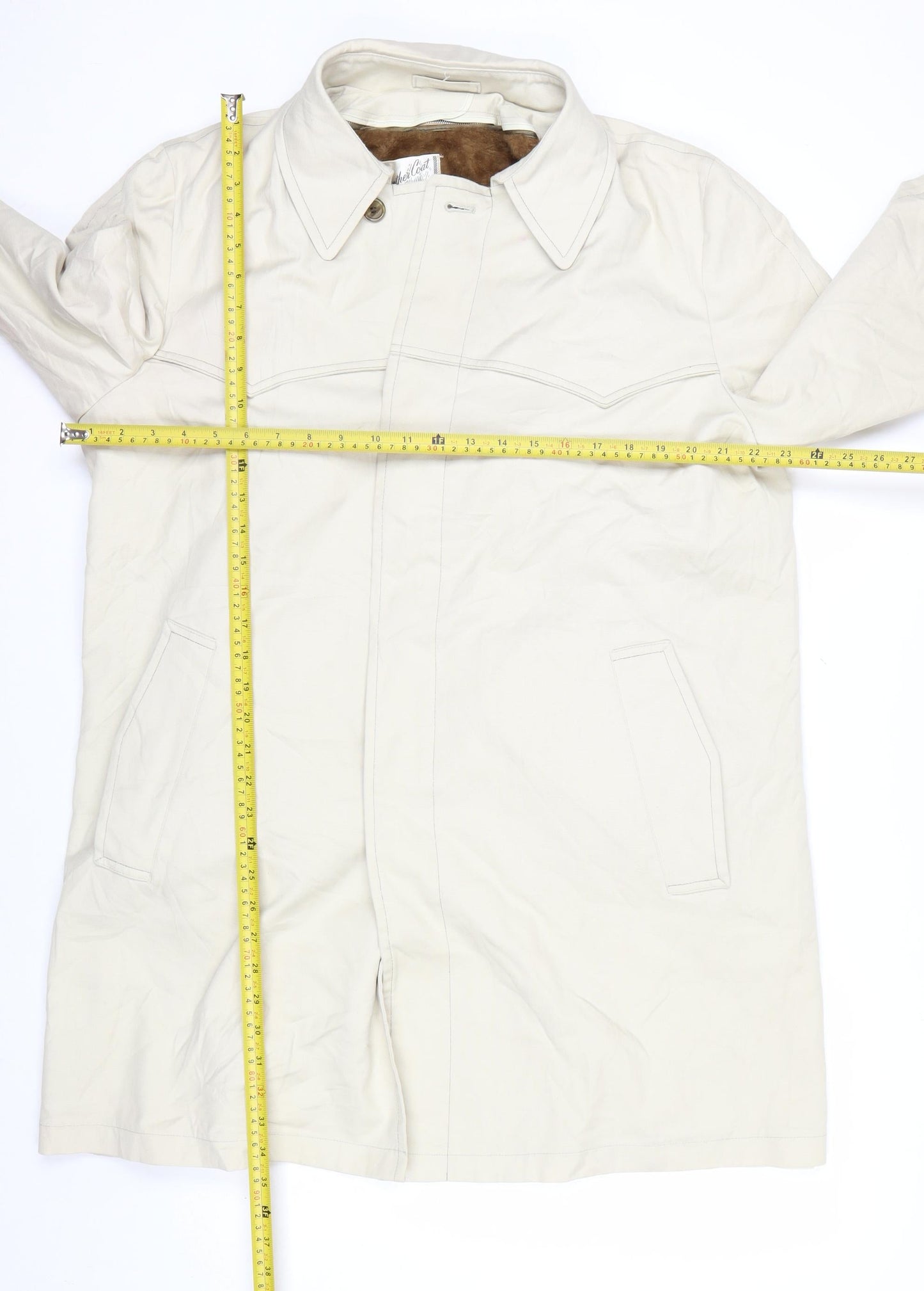 Campus Men's Beige 38 Rain Coat Water Resistant Lined Cotton Outerwear
