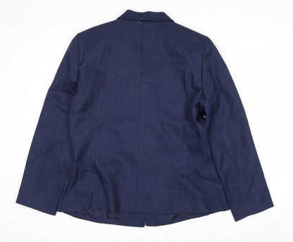 Suit Studio Women's Blue Polyester Lined Single-Breasted Blazer Size 12